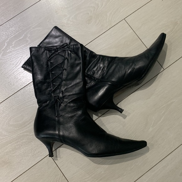 Banana Republic Black Leather Boots size 10 - Picture 6 of 17